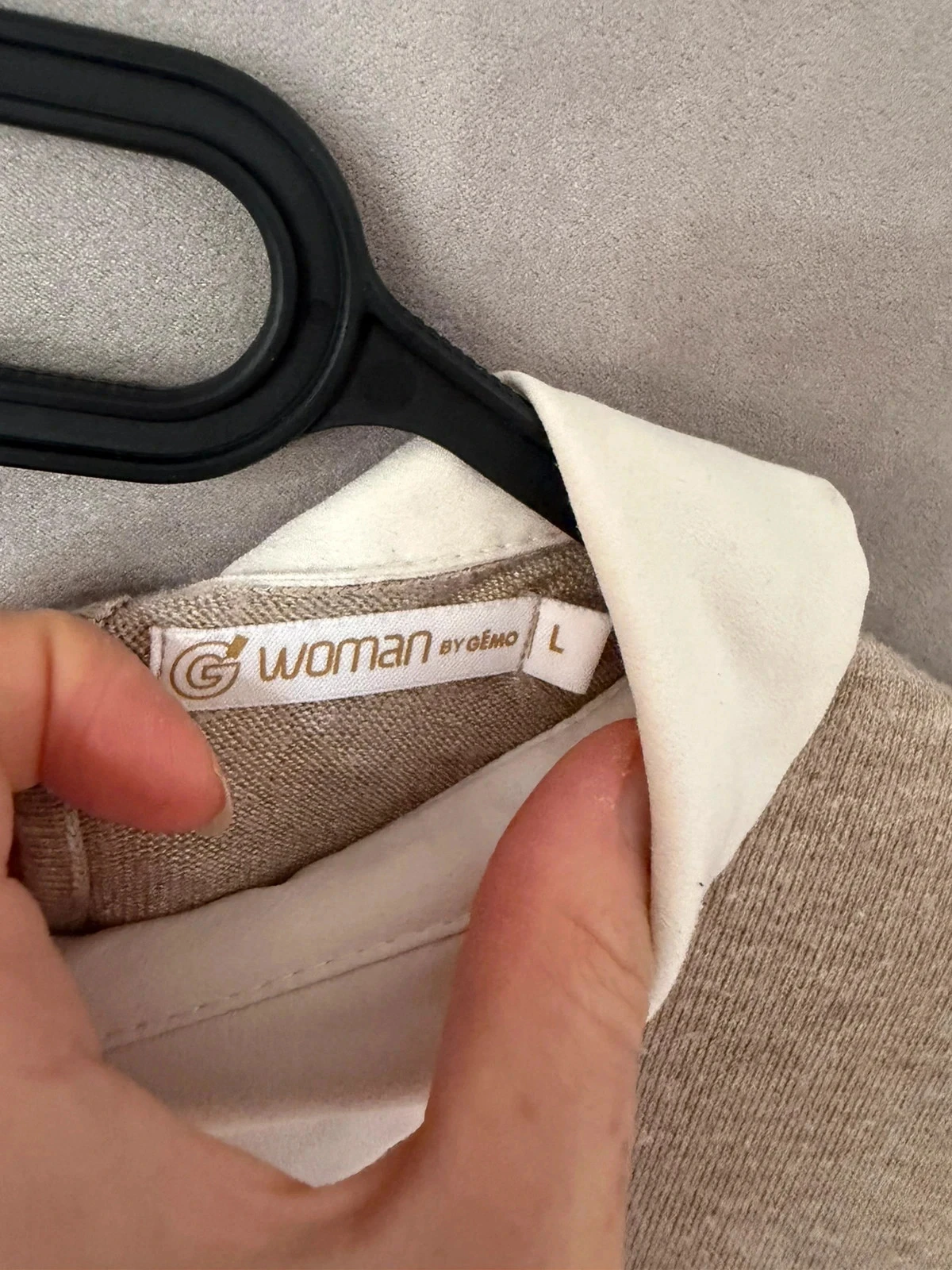 Jersey beige con cuello blanco de Gémo, talla L – photo 2